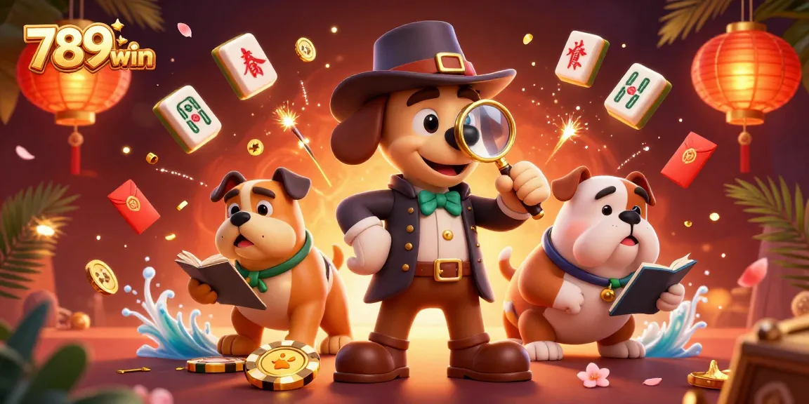 Explore winning opportunities with 789win as a detective uncovers gambling treasures in this vibrant casino-themed scene.