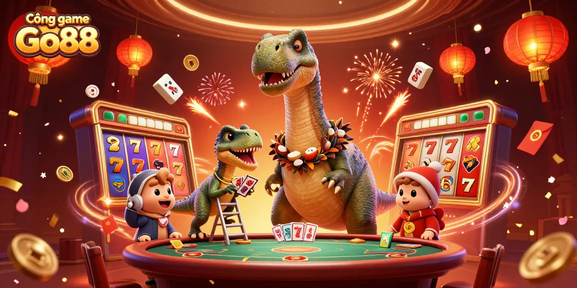 Experience the thrill of Cổng game Go88 in a vibrant 3D casino world with giant characters and dazzling games.