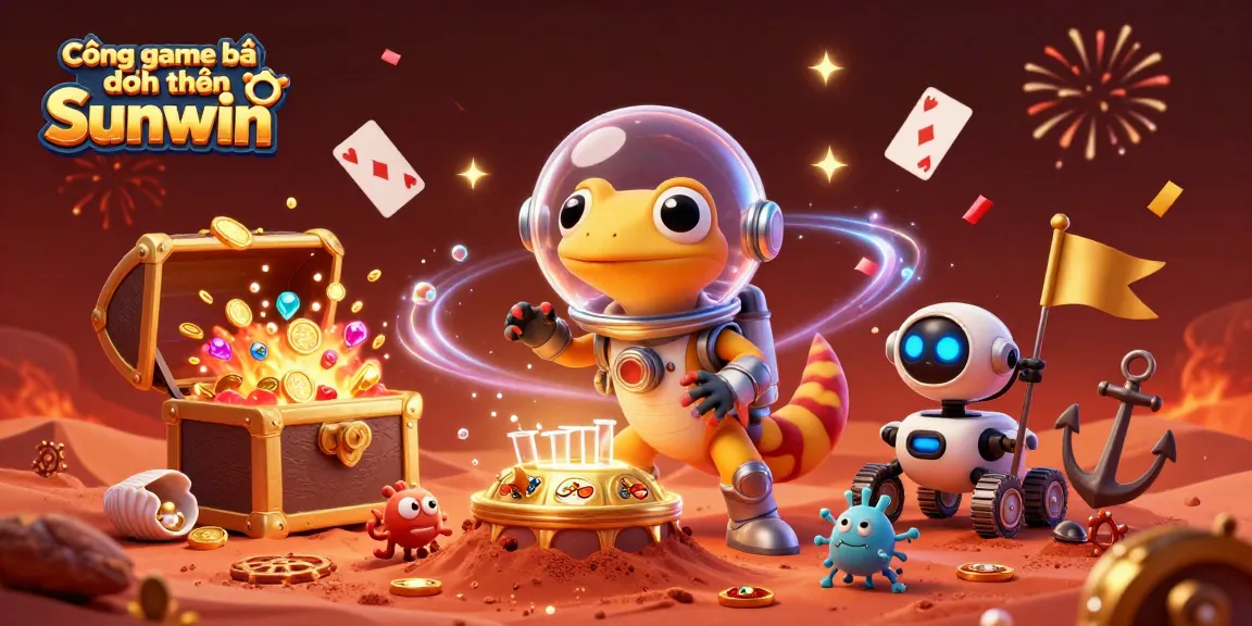 Join the experience at Cổng game bài đổi thưởng Sunwin, featuring a vibrant 3D casino environment and interactive game elements.